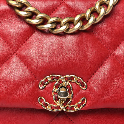 Chanel Lambskin Quilted Medium Chanel 19 Flap Red 8 of 12