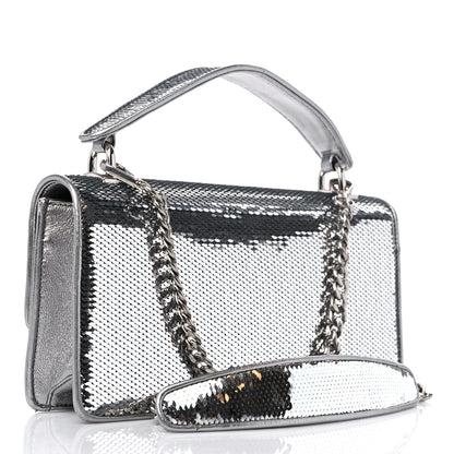 Miu Miu Paillettes Top Handle Chain Crossbody Argento 3 of 10