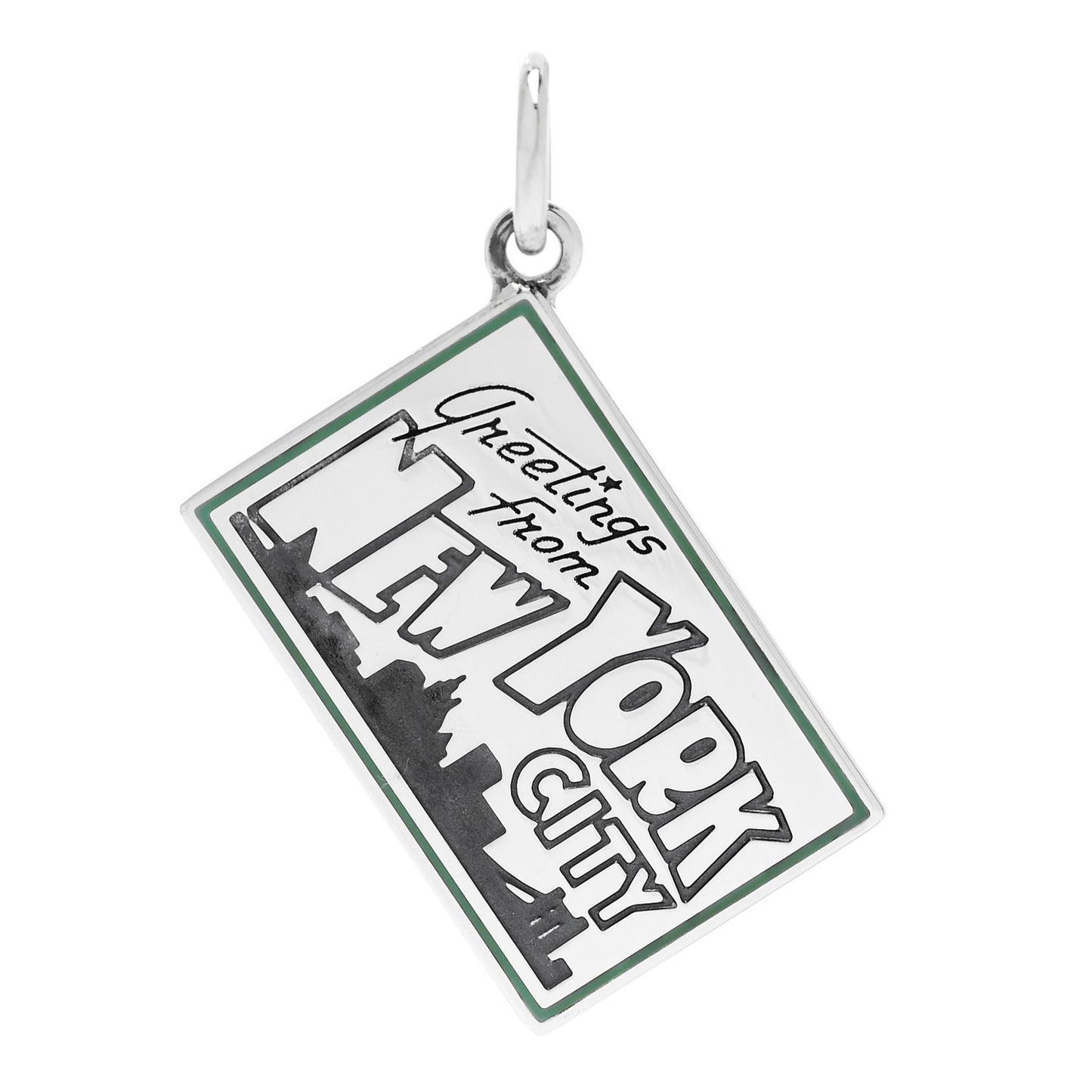 Sterling Silver Enamel New York Postcard Charm Blue