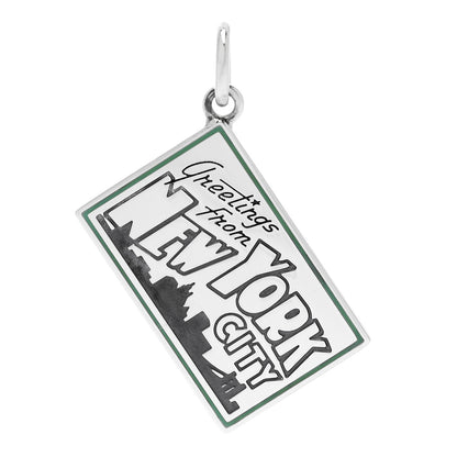Tiffany Sterling Silver Enamel New York Postcard Charm Blue 1 of 5