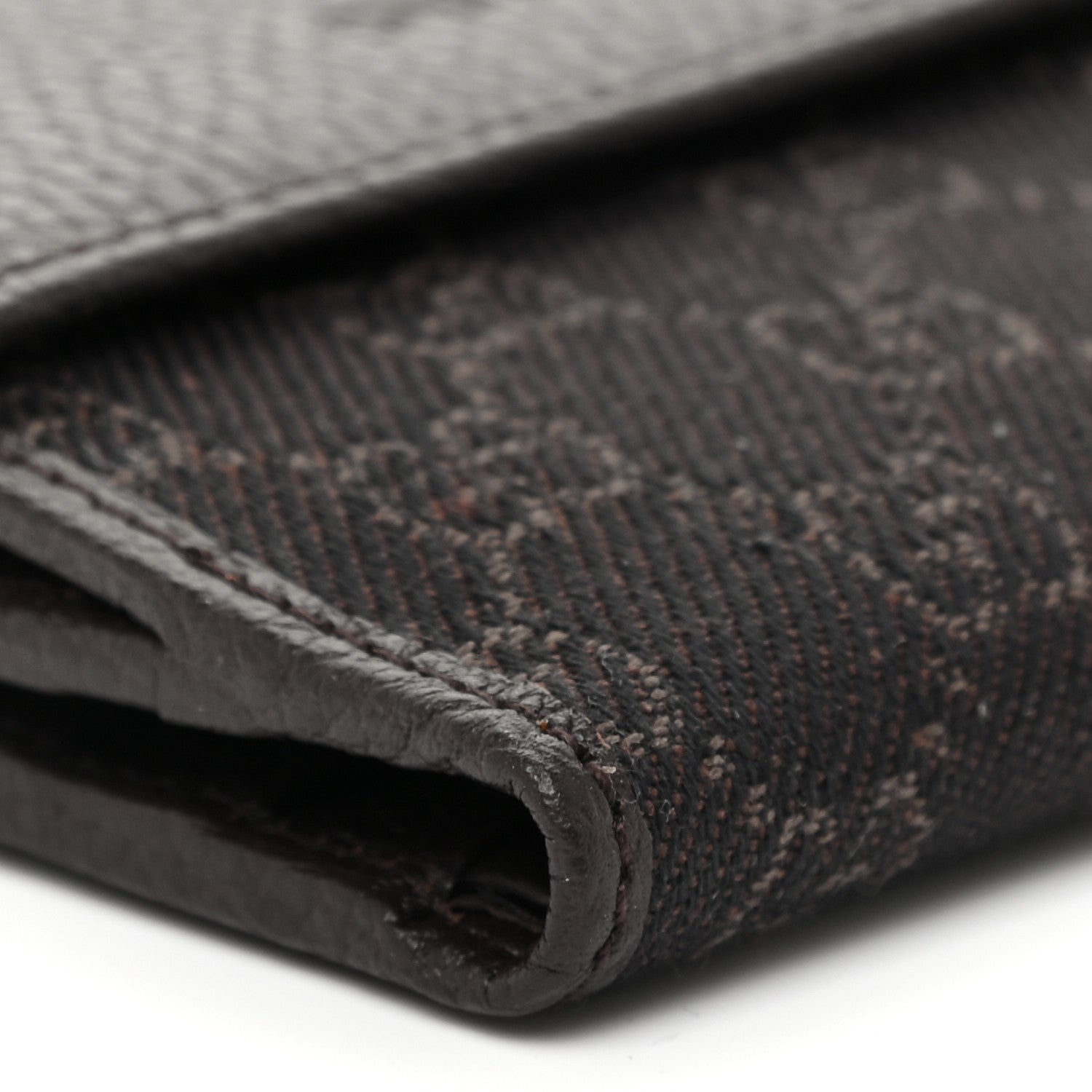 Gucci Calfskin Denim Monogram French Flap Wallet Brown 9 of 11