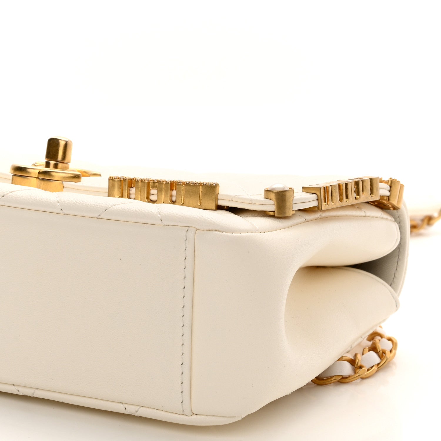 Chanel Lambskin Enamel Strass Quilted Mini Paris Monaco Flap White 10 of 11