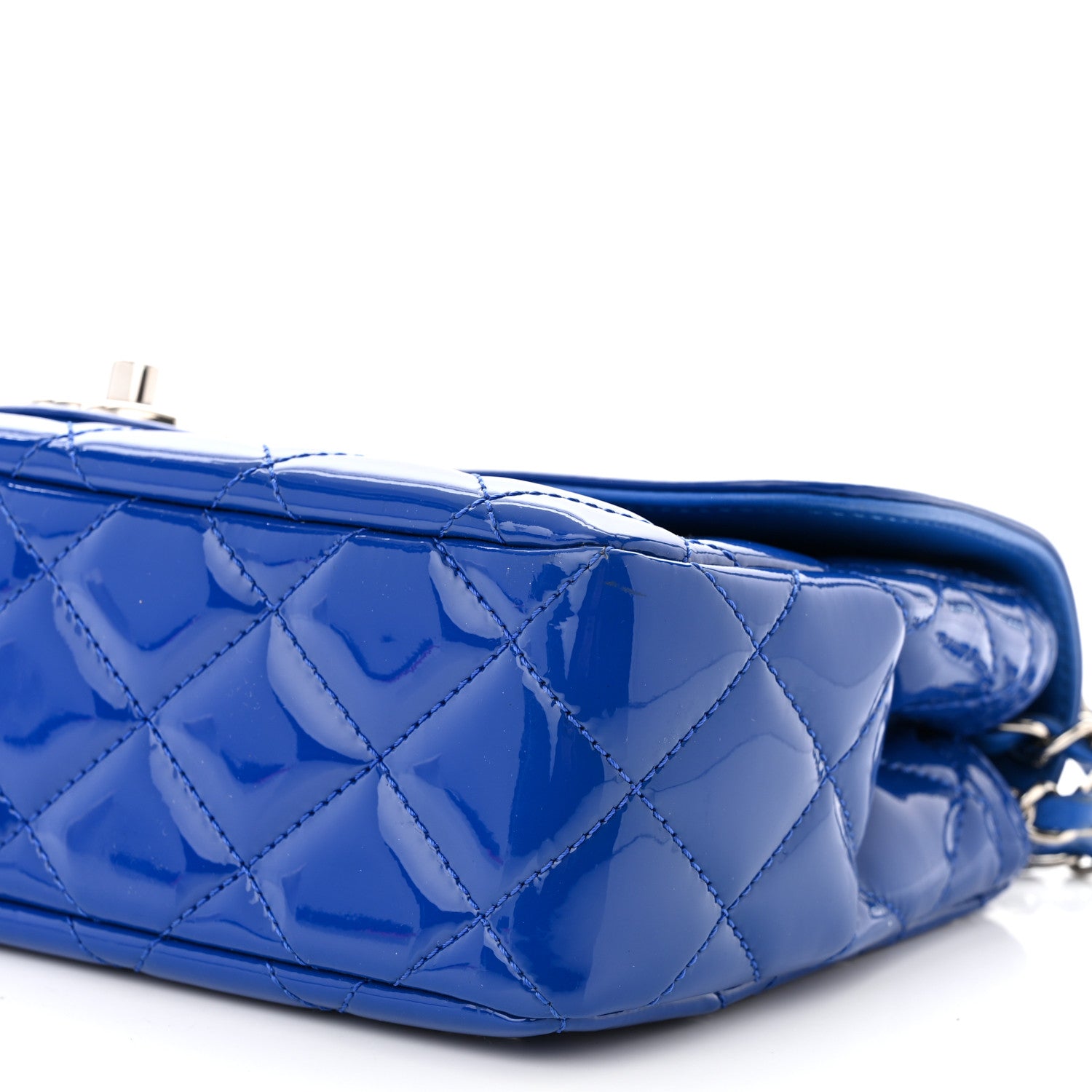 Chanel Patent Quilted Large Coco Shine Flap Blue 10 of 11