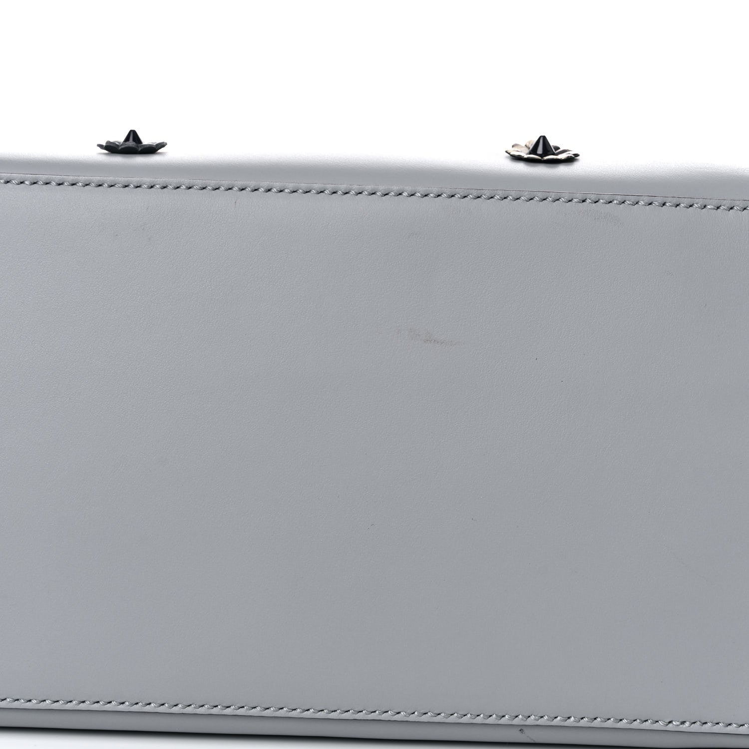 Fendi Vitello Elite Flower Studded Petite 2Jours Tote Grey 8 of 11