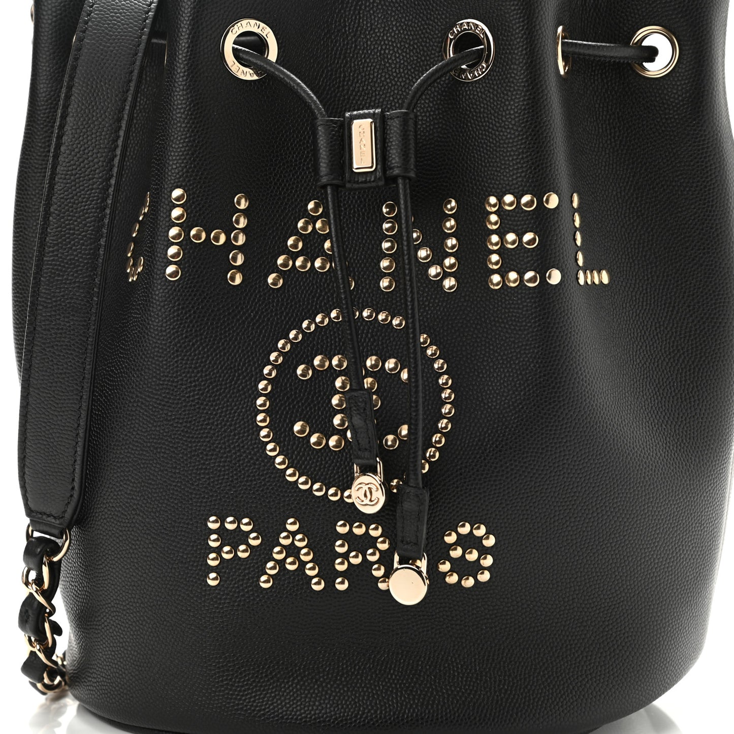 Caviar Deauville Drawstring Bucket Bag Black