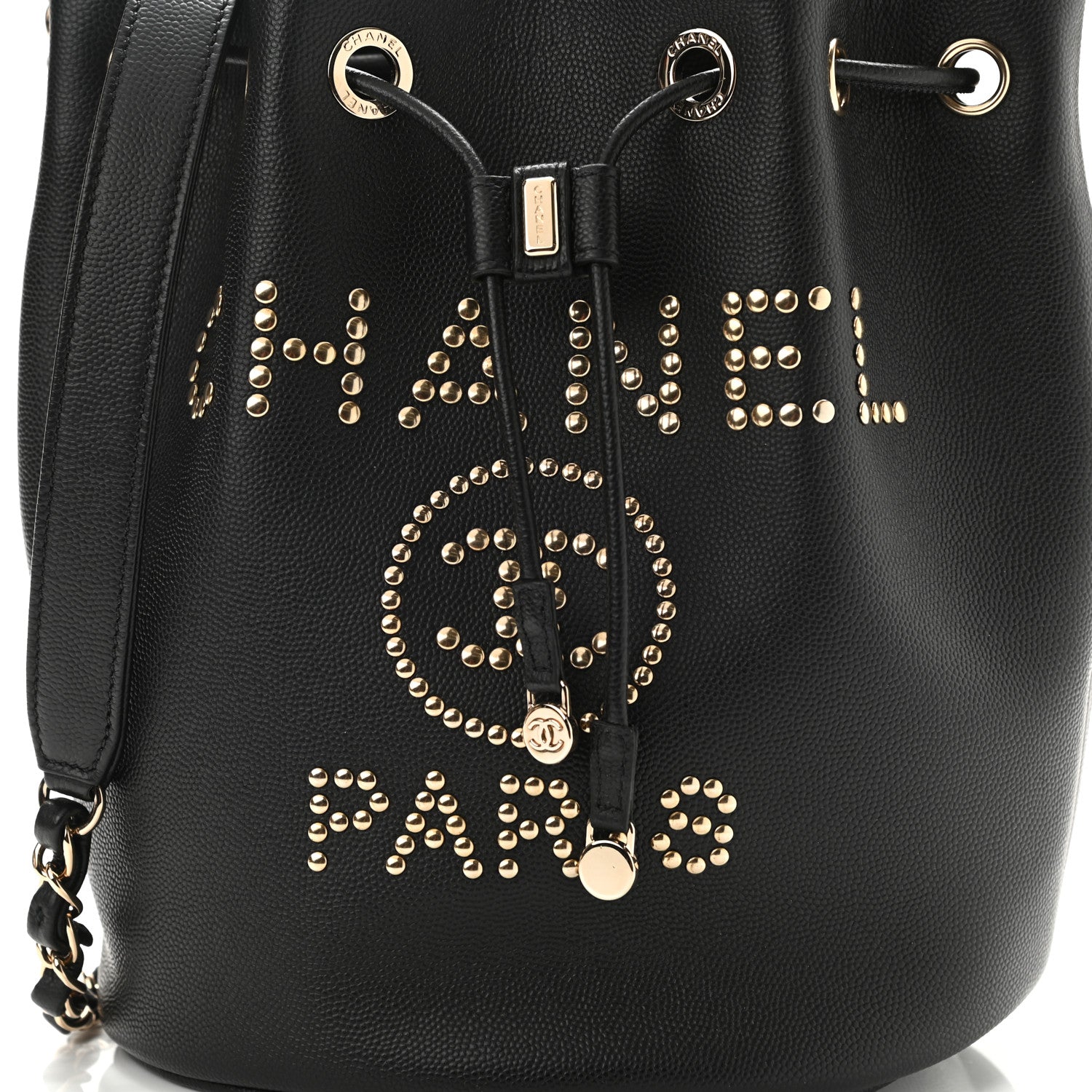 Chanel Caviar Deauville Drawstring Bucket Bag Black 8 of 11
