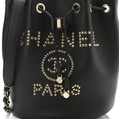 Chanel Caviar Deauville Drawstring Bucket Bag Black 8 of 11