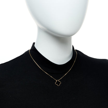 Van Cleef & Arpels 18K Yellow Gold Black Onyx Vintage Alhambra Pendant Necklace 3 of 7