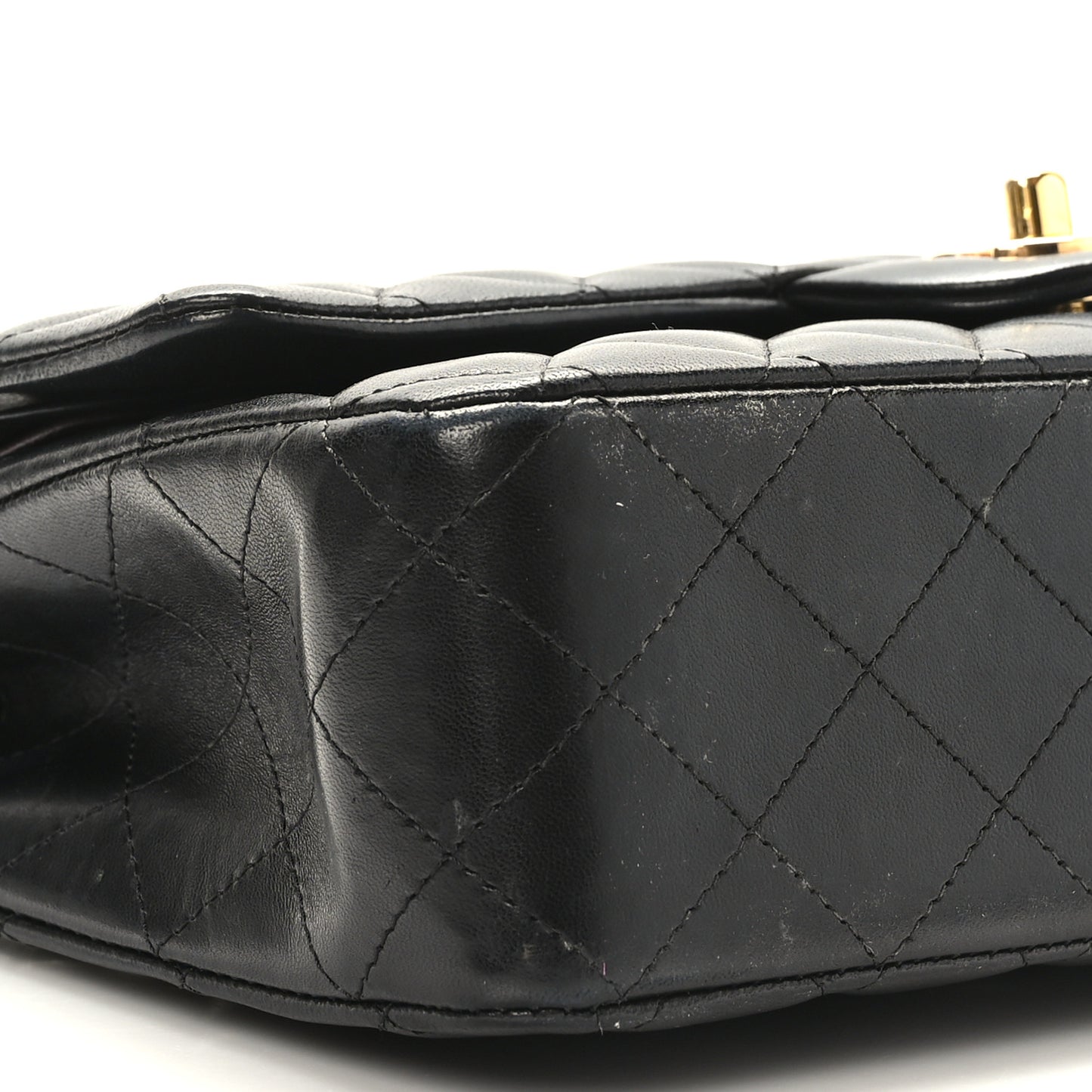 Lambskin Quilted Medium Double Flap Black