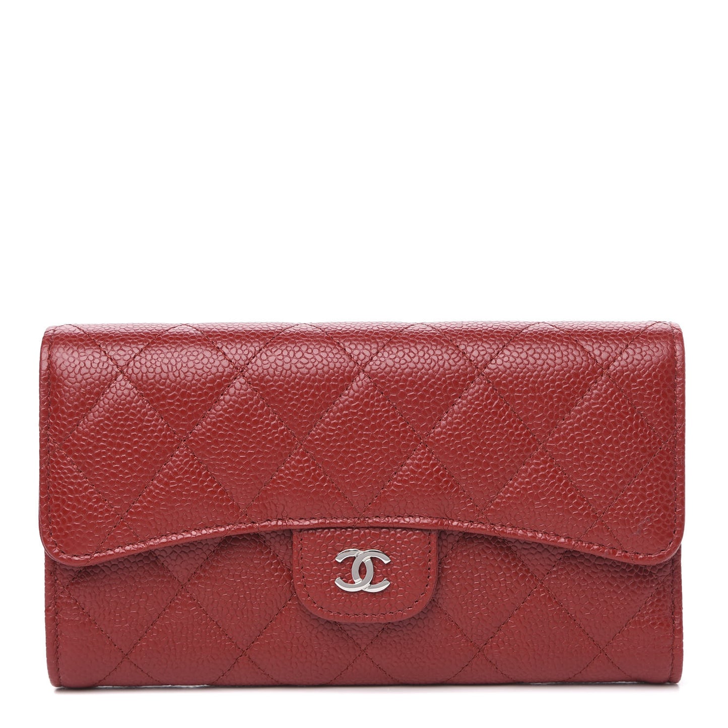 Caviar Quilted Large Flap Wallet Red