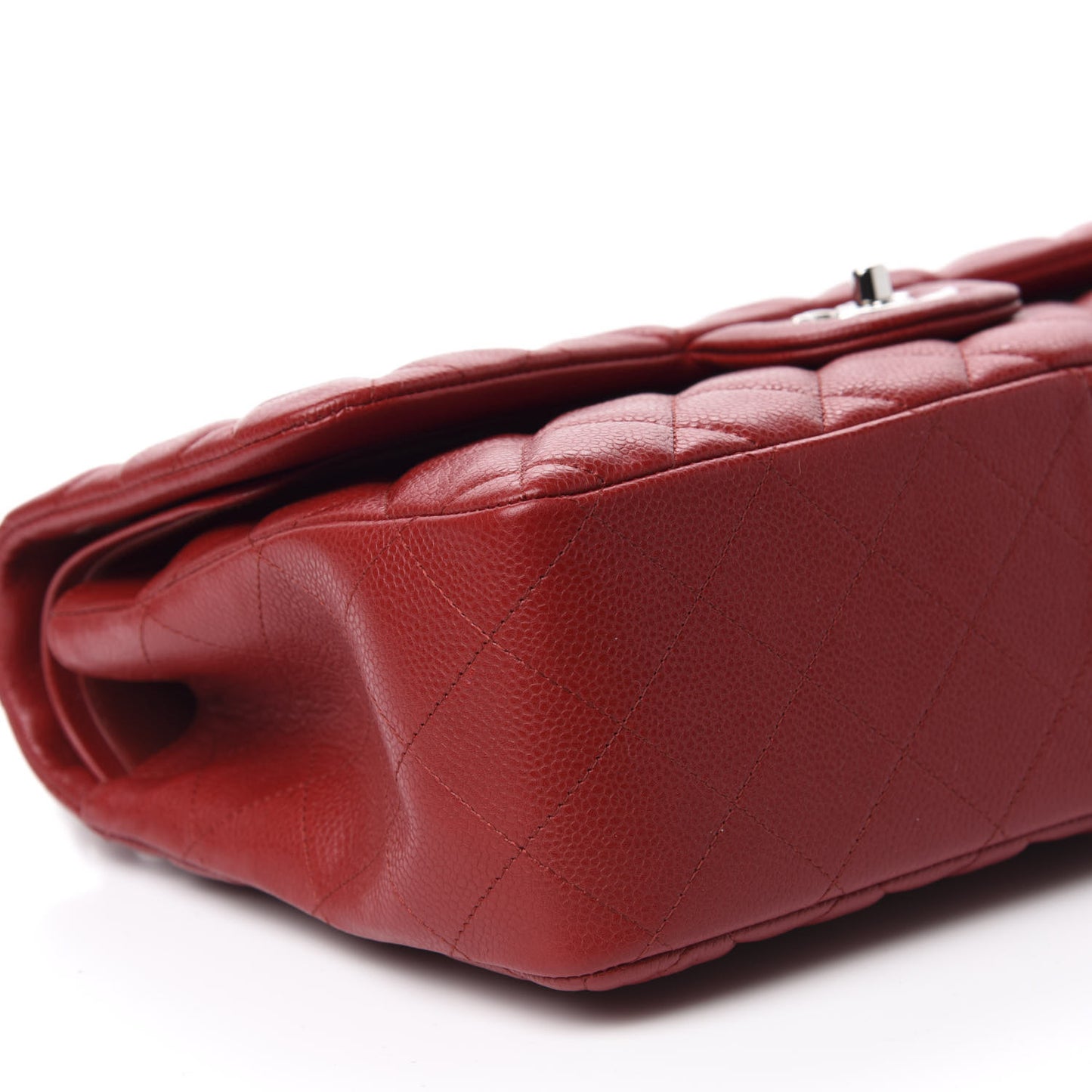 Caviar Quilted Jumbo Double Flap Red