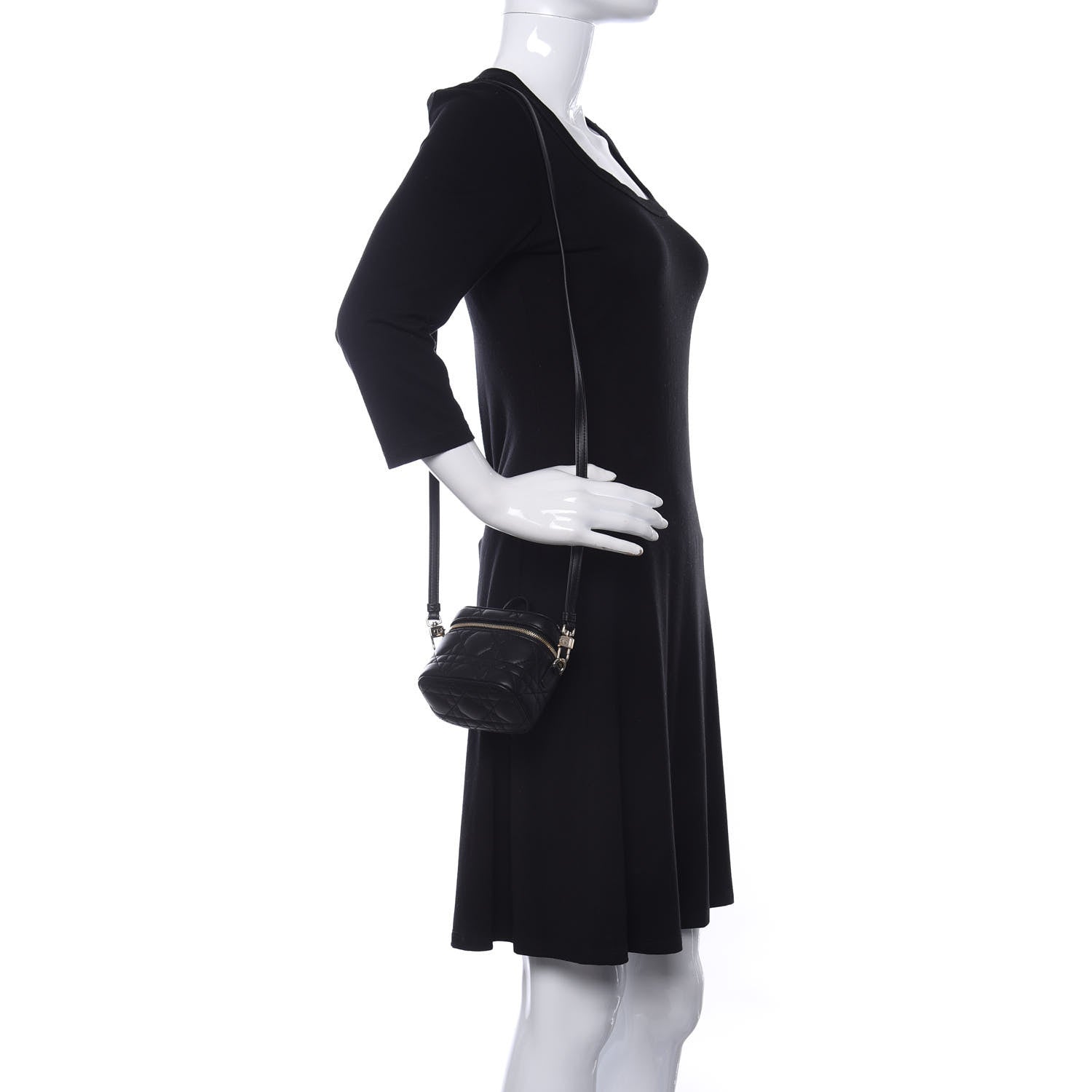 Christian Dior Lambskin Cannage Micro Lady Dior Vanity Case Black 2 of 9