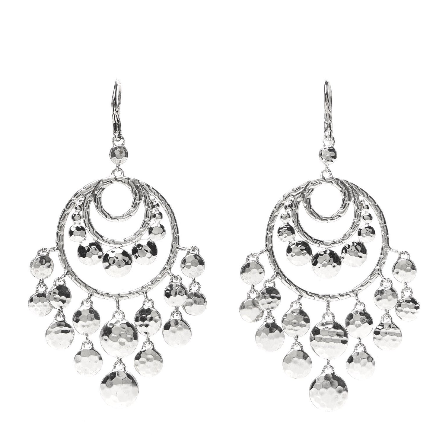 Sterling Silver Palu Hammered Disc Chandelier Earrings