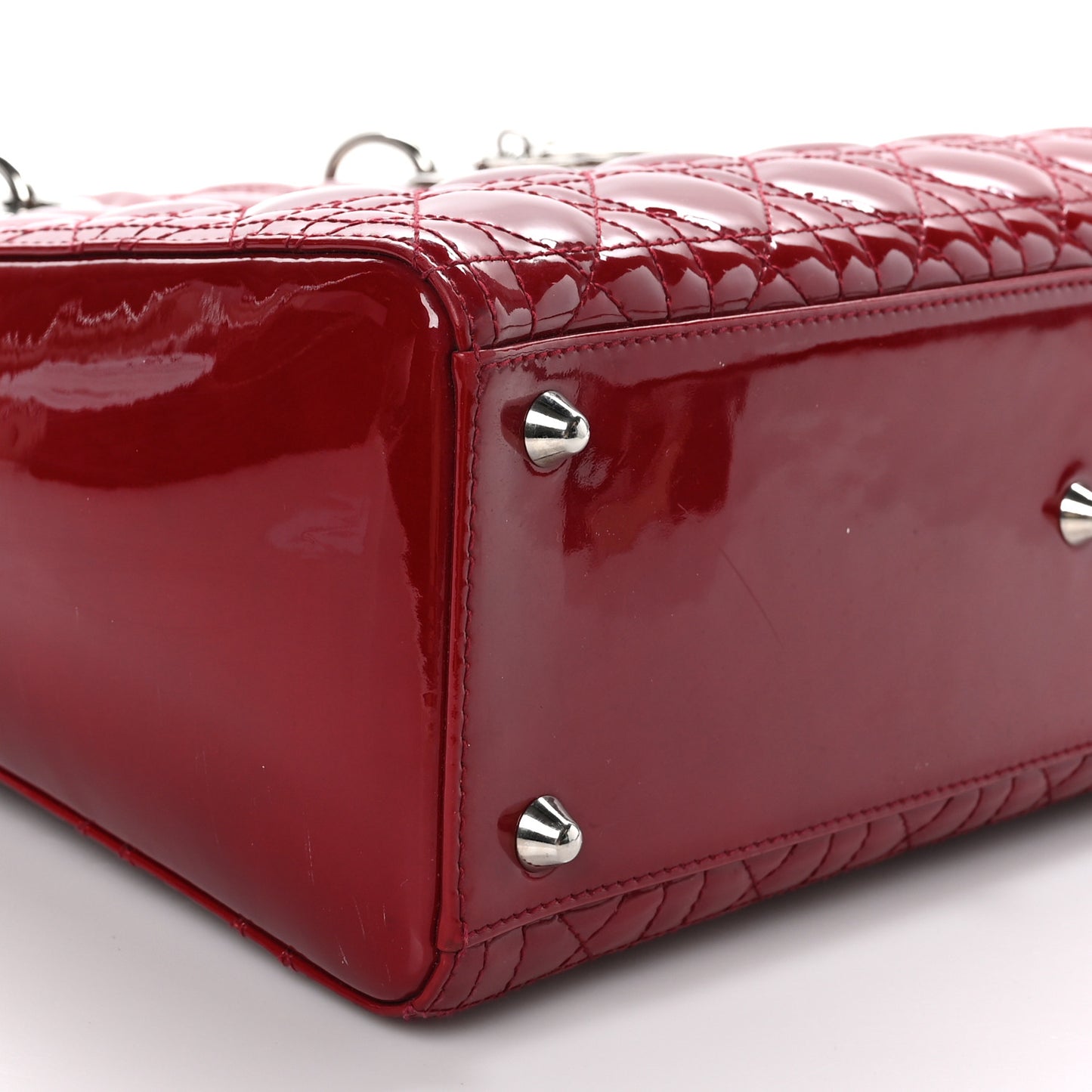Patent Cannage Large Lady Dior Red