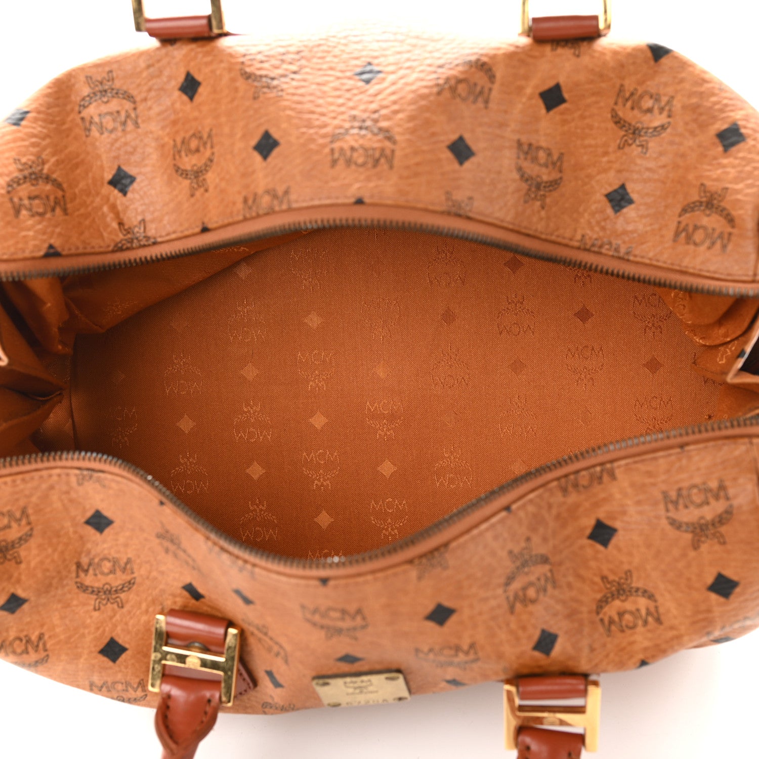 MCM Visetos Essential Boston Bag Cognac 5 of 7