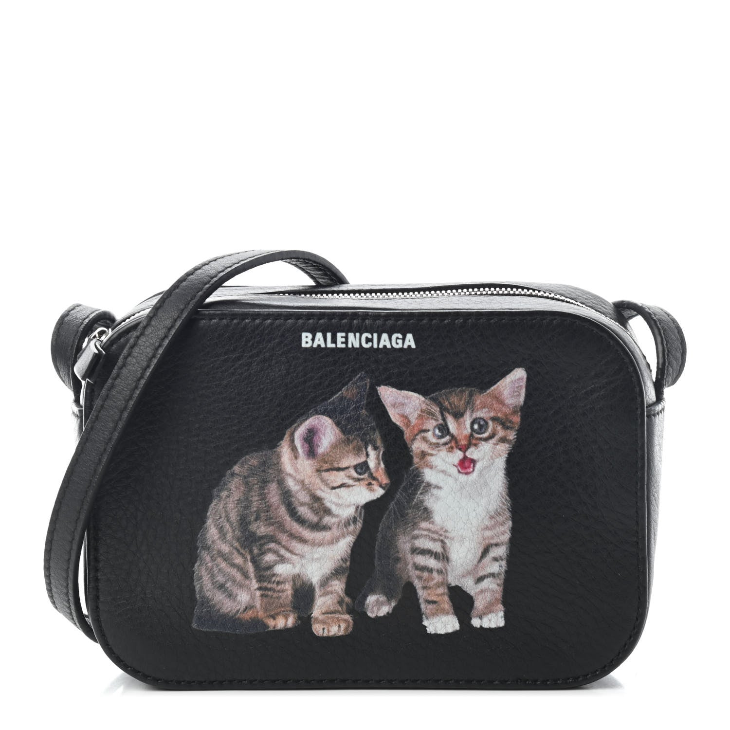 Balenciaga Calfskin Kittens Logo XS Everyday Camera Bag Black White 1 of 7
