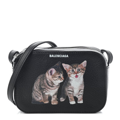Balenciaga Calfskin Kittens Logo XS Everyday Camera Bag Black White 1 of 7