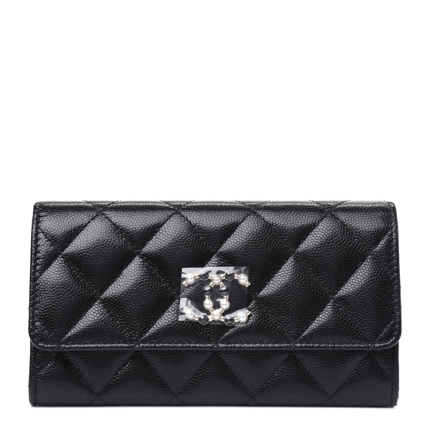 Caviar Quilted Pearl Coco Candy Wallet Black