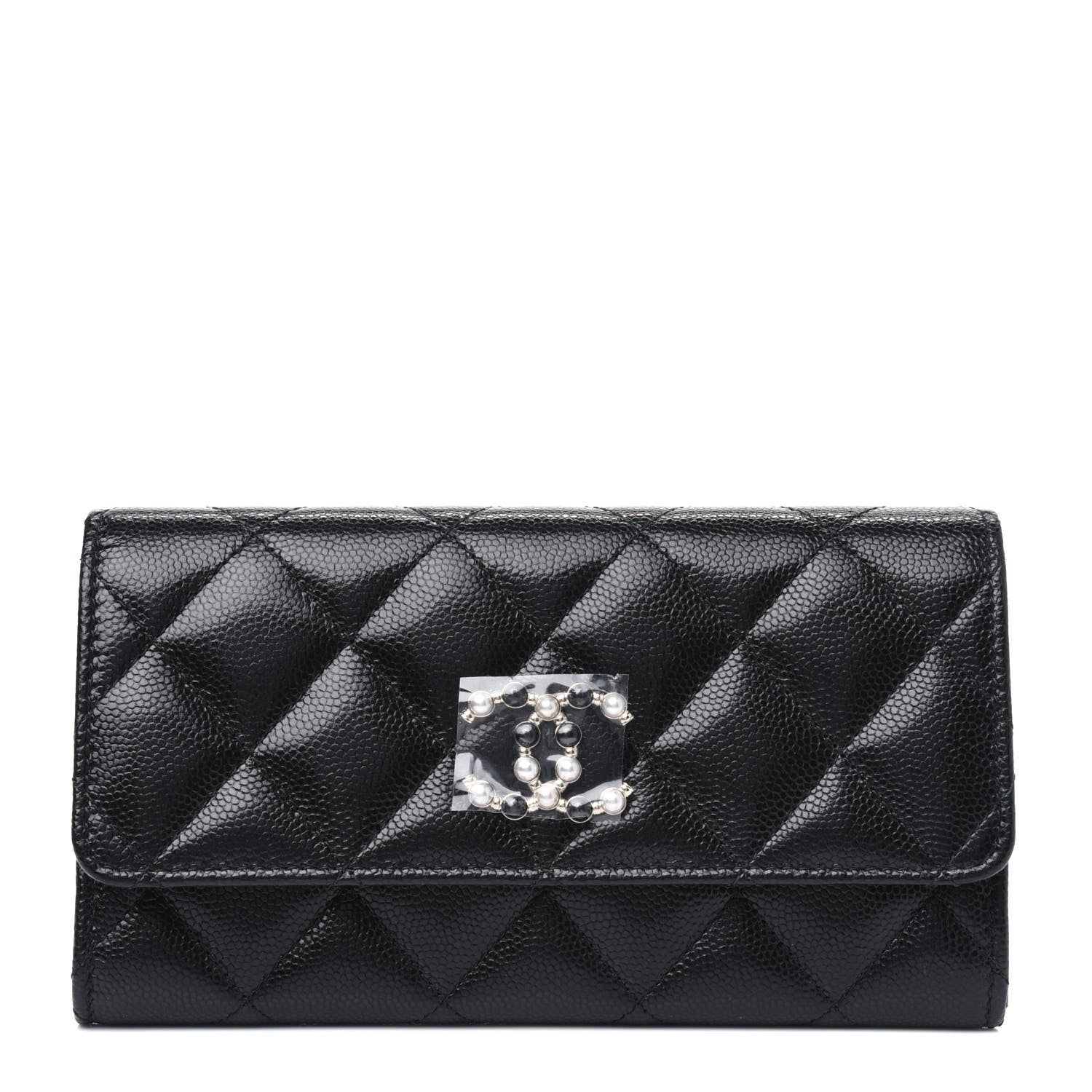 Chanel Caviar Quilted Pearl Coco Candy Wallet Black 1 of 4
