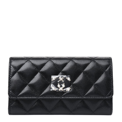 Chanel Caviar Quilted Pearl Coco Candy Wallet Black 1 of 4