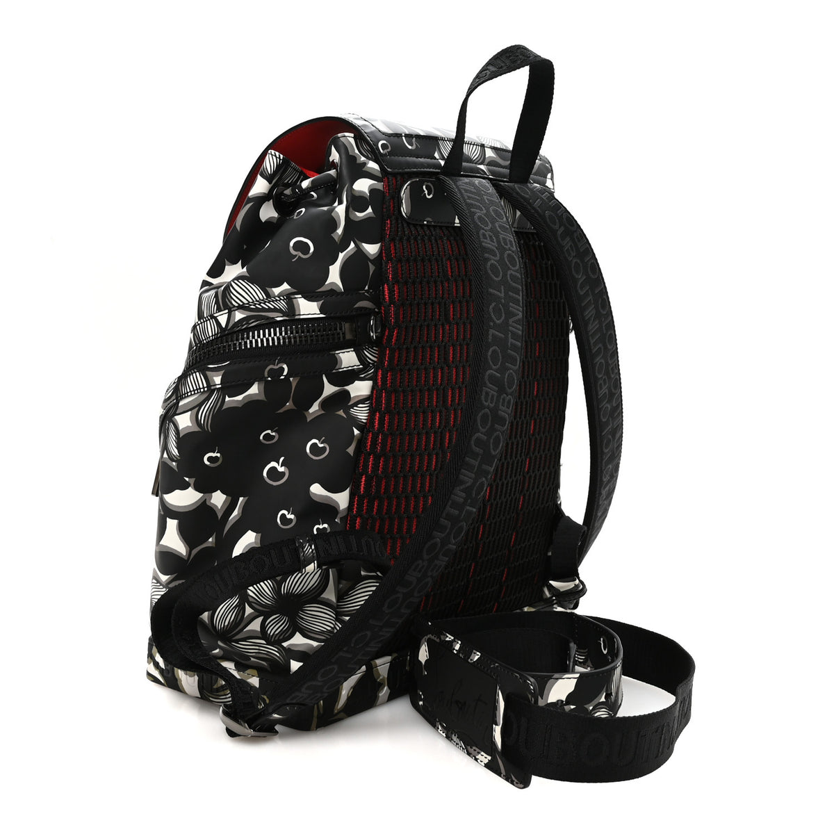 Christian Louboutin Canvas Flower Print Spiked Explorafunk Backpack Multicolor 3 of 9
