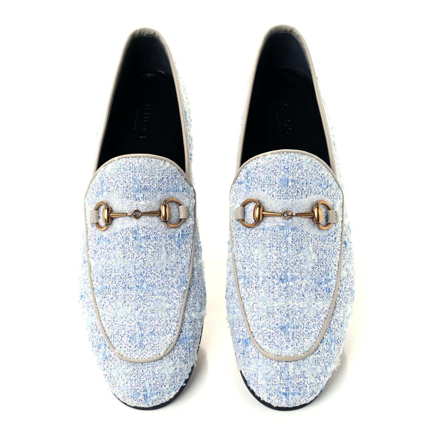 Wool Tweed Horsebit Womens Jordaan Loafers 9 Light Blue White Mystic White