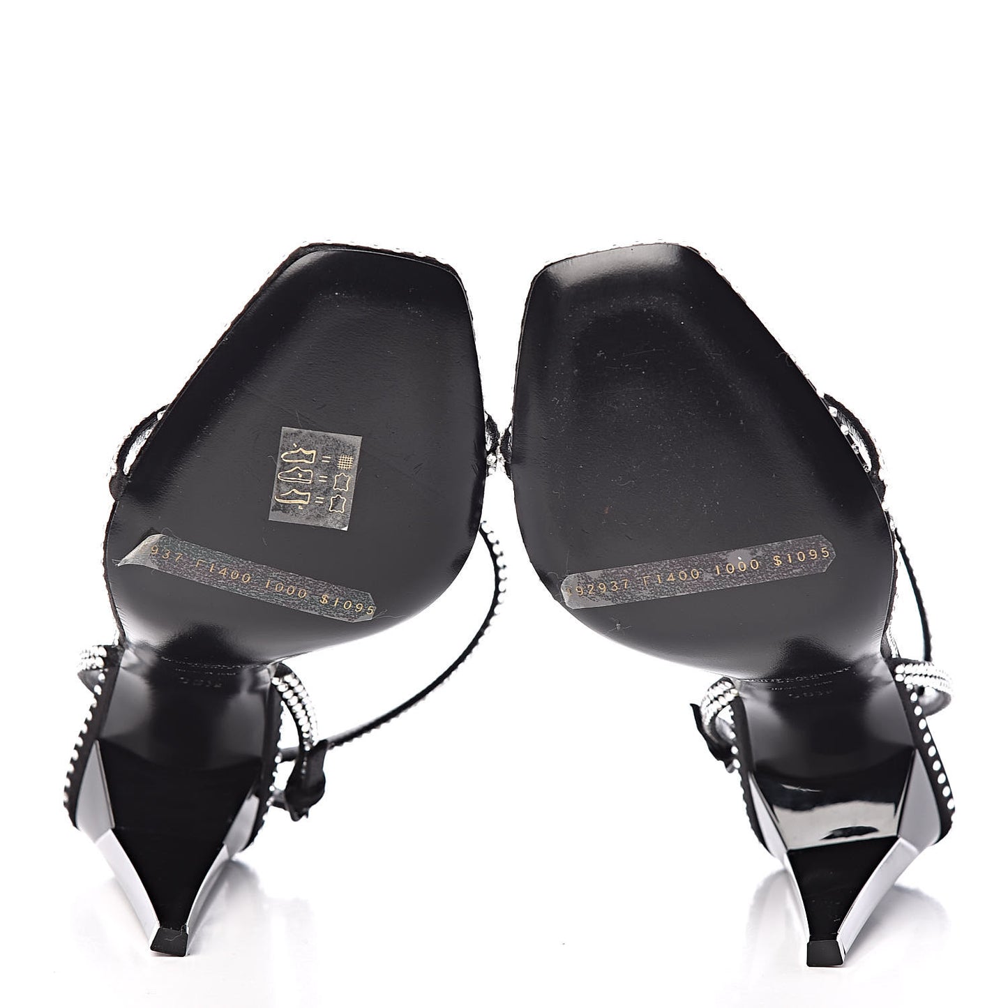 Satin Crystal Robin 100 Ankle Strap Sandals 36.5 Black