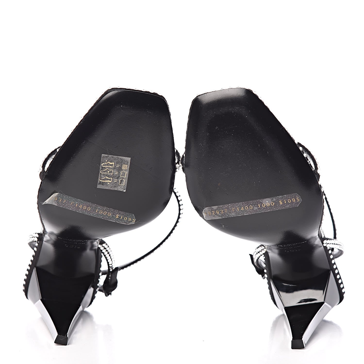 Saint Laurent Satin Crystal Robin 100 Ankle Strap Sandals 36.5 Black 8 of 11