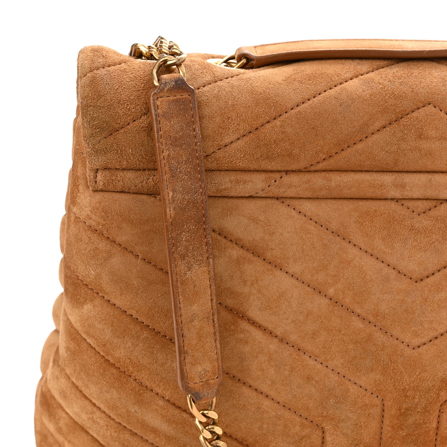 Saint Laurent Suede Y Quilted Monogram Medium Loulou Chain Satchel Cinnamon 13 of 13
