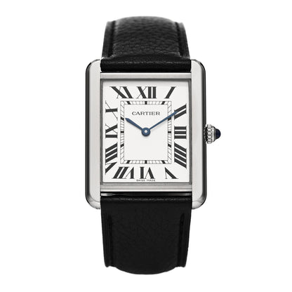 Cartier Stainless Steel Calfskin 27mm Tank Solo Quartz Watch 1 of 5
