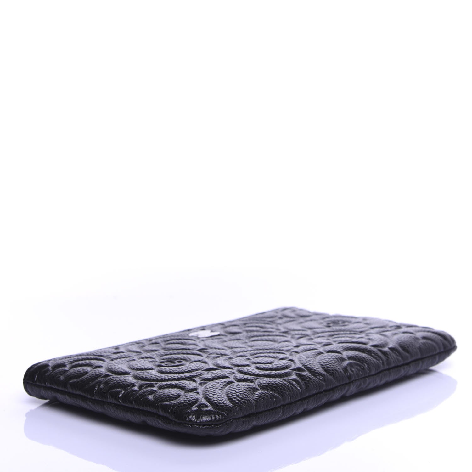 Chanel Caviar Camellia Embossed Cosmetic Pouch Black 4 of 7
