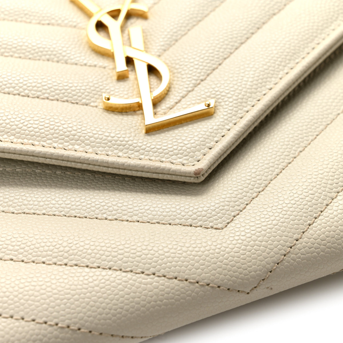 Grain De Poudre Matelasse Chevron Monogram Envelope Clutch Crema Soft