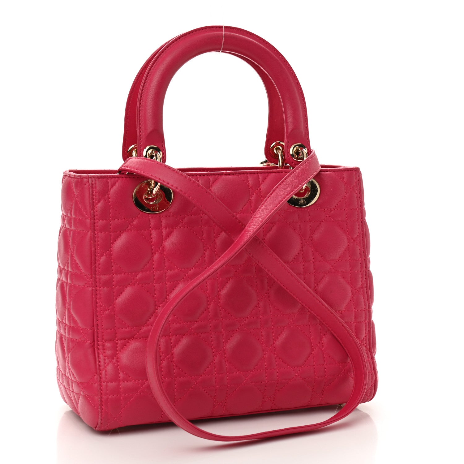 Christian Dior Lambskin Cannage Medium Lady Dior Fuchsia 3 of 12