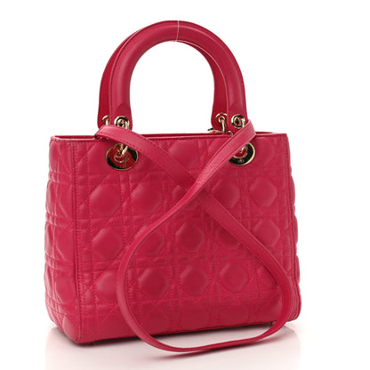 Christian Dior Lambskin Cannage Medium Lady Dior Fuchsia 3 of 12