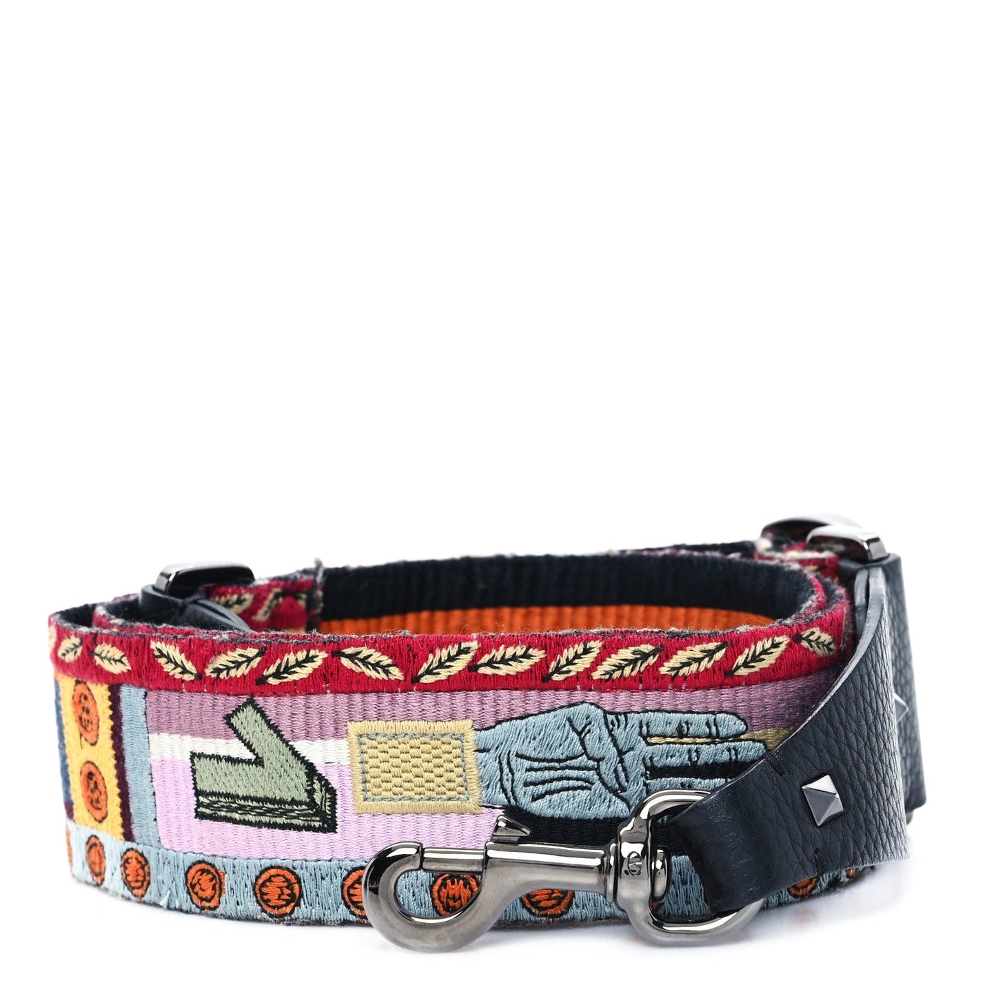 Canvas  Embroidered Rockstud Guitar Strap Multicolor