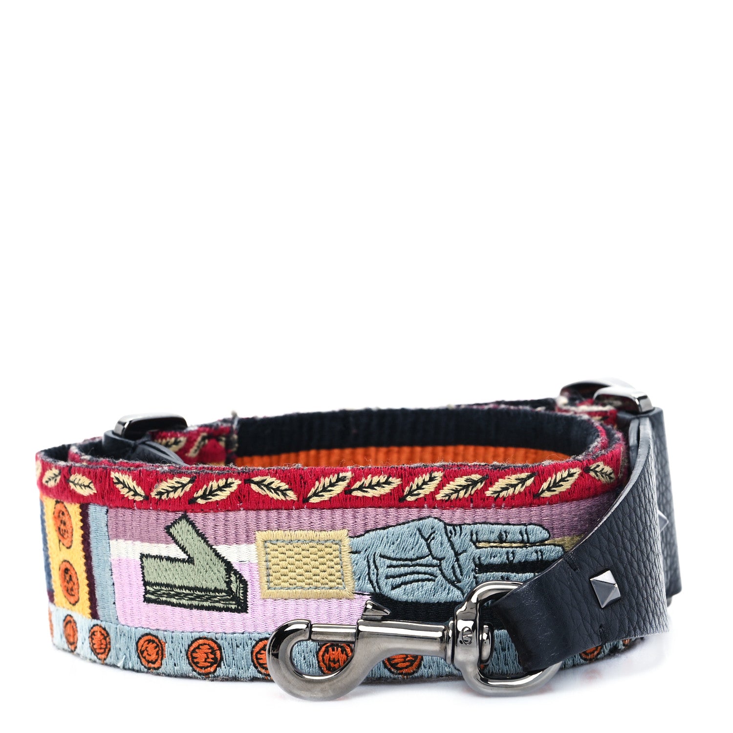 Valentino Garavani Canvas  Embroidered Rockstud Guitar Strap Multicolor 1 of 4