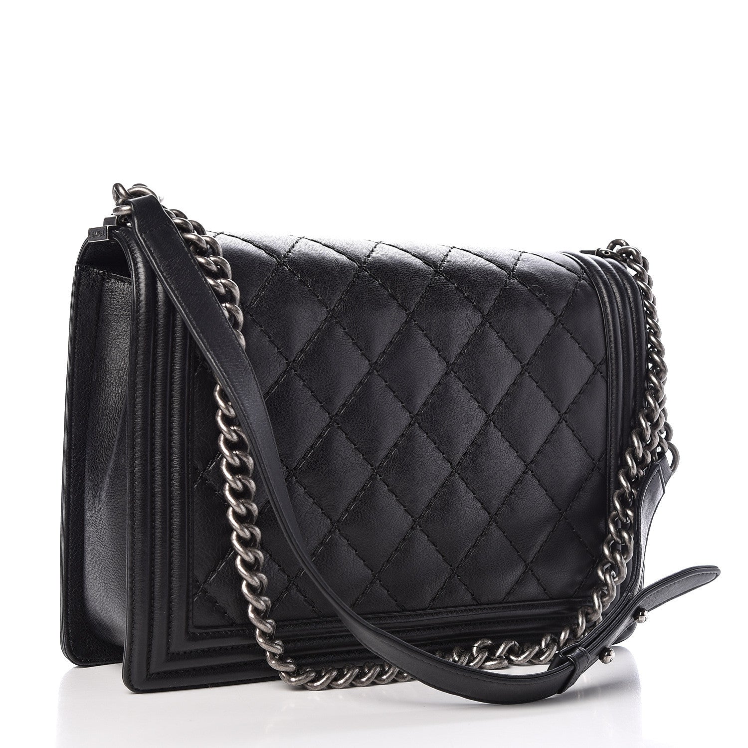 Chanel Calfskin Double Stitch Large Boy Flap Black 3 of 10