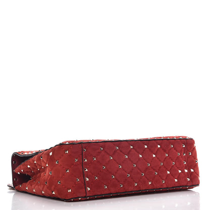 Valentino Garavani Suede Large Rockstud Spike Shoulder Bag Rubino 4 of 8