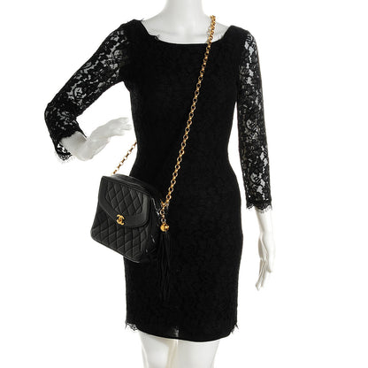 Chanel Lambskin Quilted Tassel Camera Case Black 2 of 8