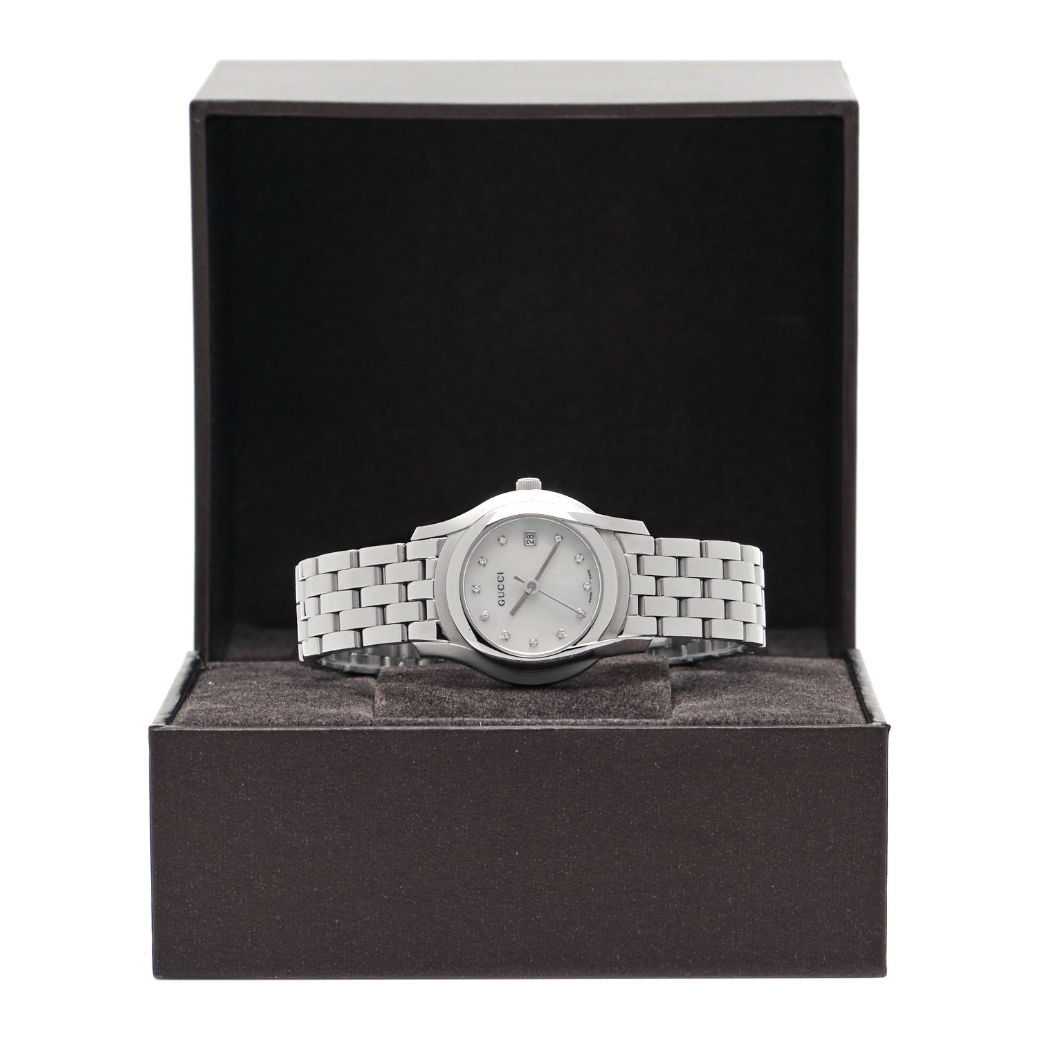 Gucci Stainless Steel Diamond Mother of Pearl 27mm 5500L Quartz Watch 5 of 5