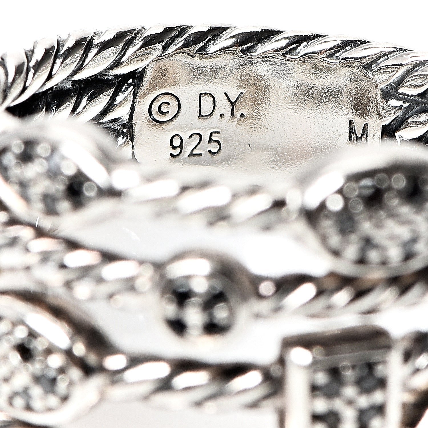David Yurman Sterling Silver Black Diamond Confetti 4 Row Ring 54 7 3 of 4