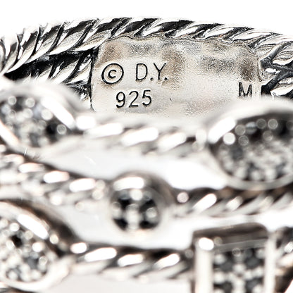 David Yurman Sterling Silver Black Diamond Confetti 4 Row Ring 54 7 3 of 4
