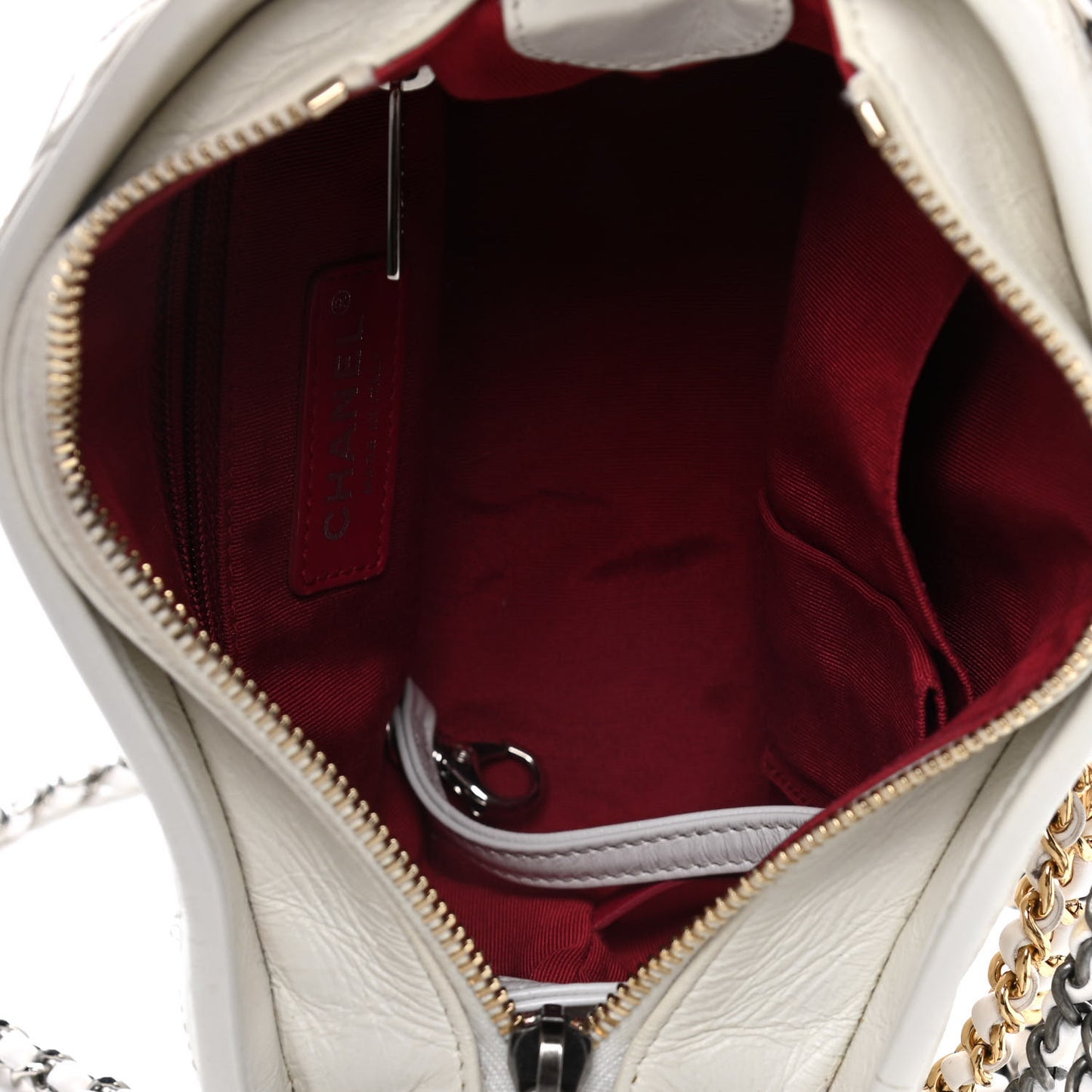 Aged Calfskin Quilted Small Gabrielle Hobo White