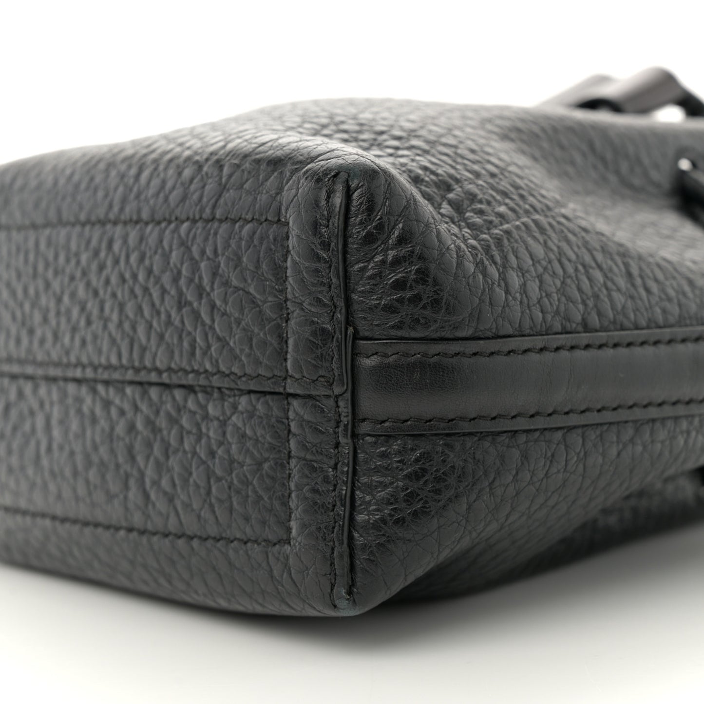Calfskin Buffalo Mini Bucket Bag Black