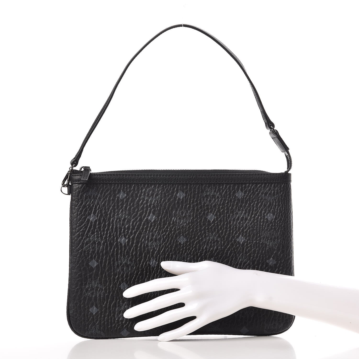 MCM Visetos Liz Shopper Tote Pouch Black 2 of 8