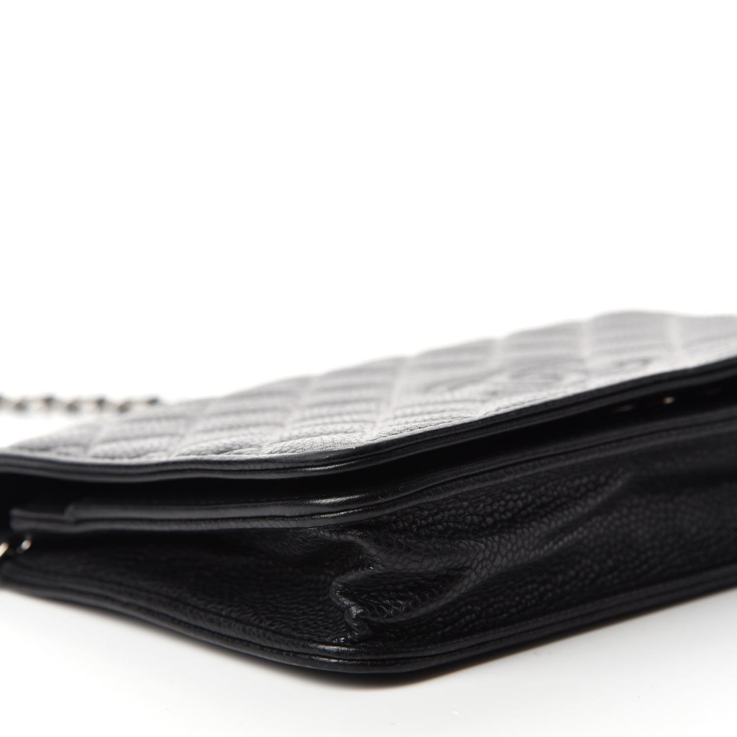 Caviar Quilted Diamond CC Wallet On Chain WOC Black