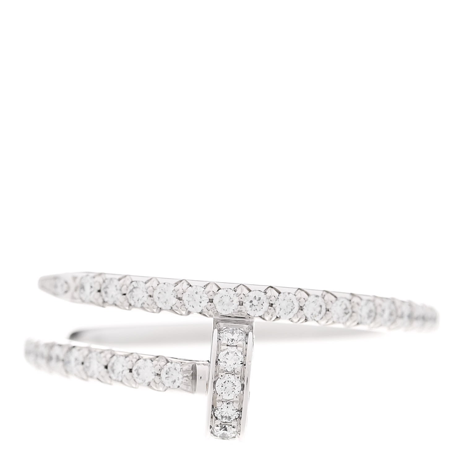 Cartier 18K White Gold Diamond Juste Un Clou Paved Ring 53 6.25 1 of 5