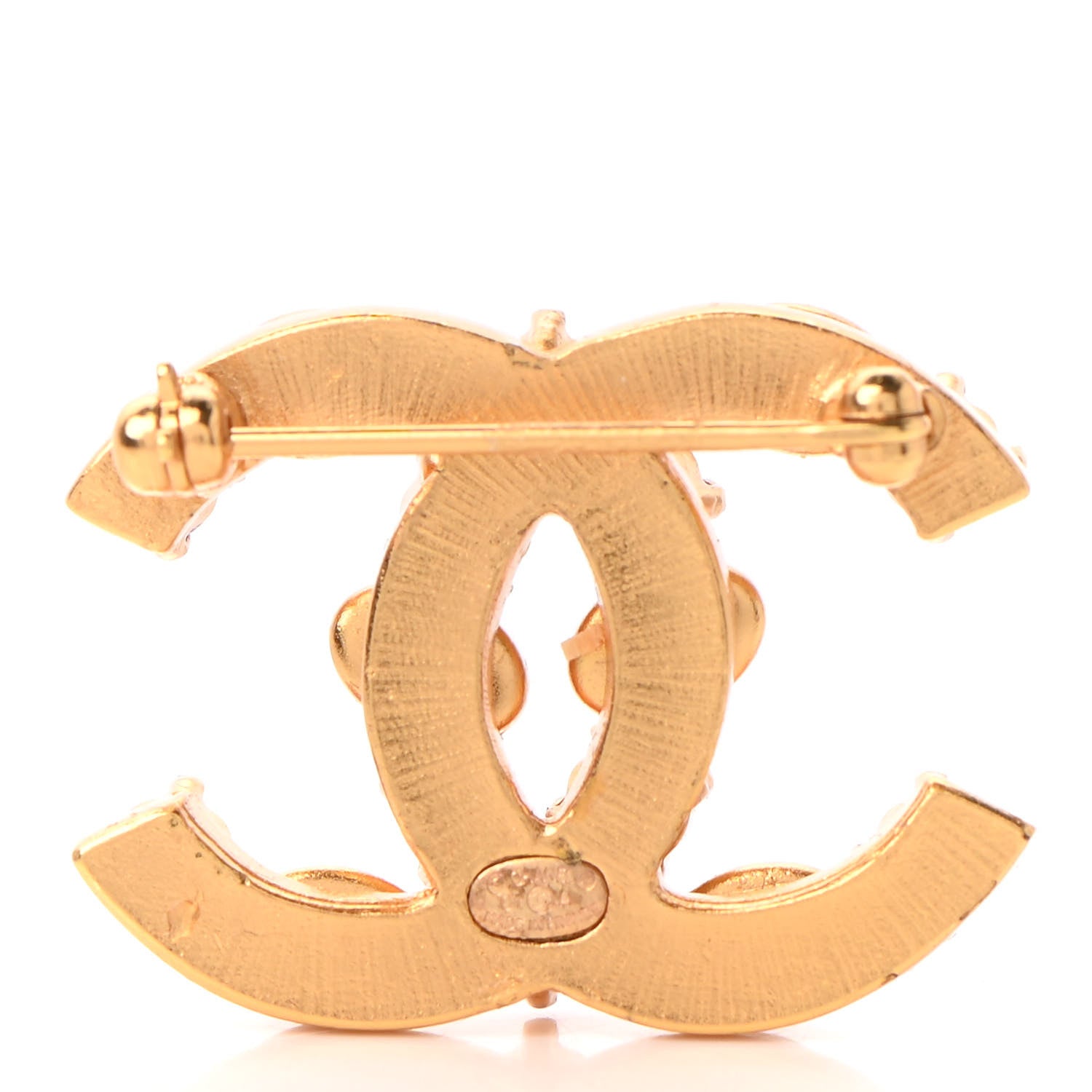 Chanel Gripoix Poured Glass CC Brooch Gold 3 of 5
