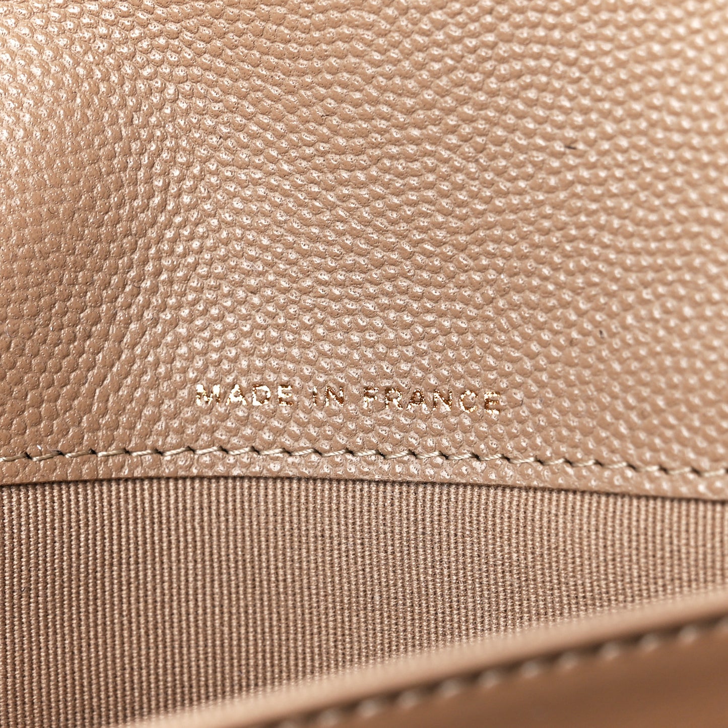 Caviar Quilted Large Gusset Flap Wallet Beige