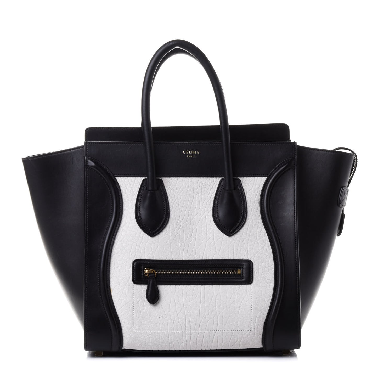 Elephant Calfskin Mini Bi-Color Luggage Black White